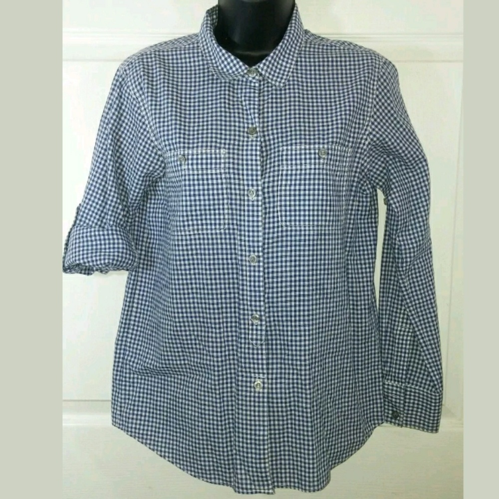 Women's Broadway & Broome XS Blue Plaid Shirt